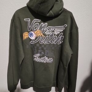 Von Dutch Green Hoodie with Graphic Design